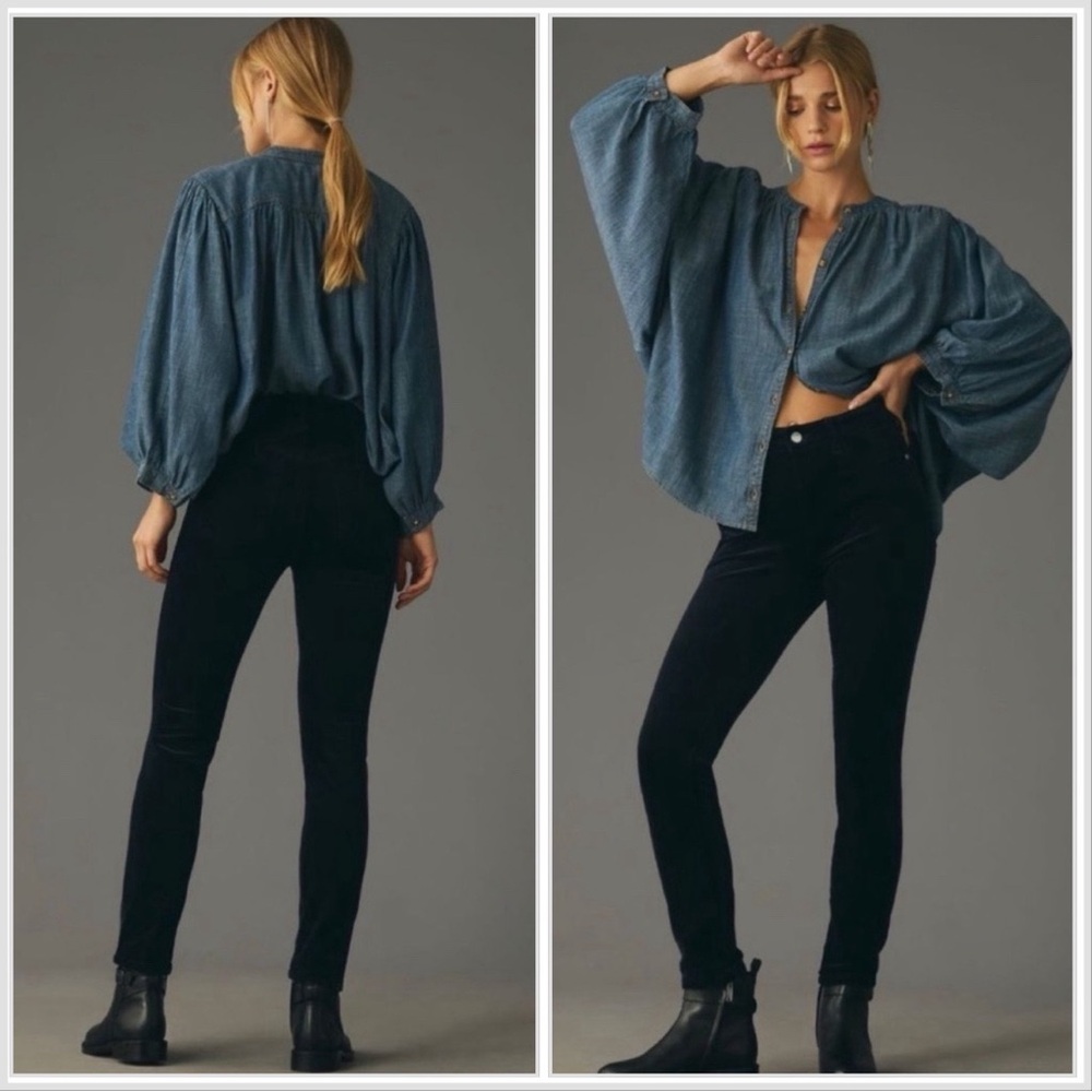 Pilcro Anthropologie High-Rise Skinny Corduroy Pants Navy Blue 27 Stretch Cotton